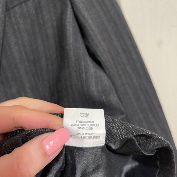 Theory Women's Gray Gabe B Striped Stretch Wool Blend Faux Pockets Blazer Size 4 - Picture 7 of 8
